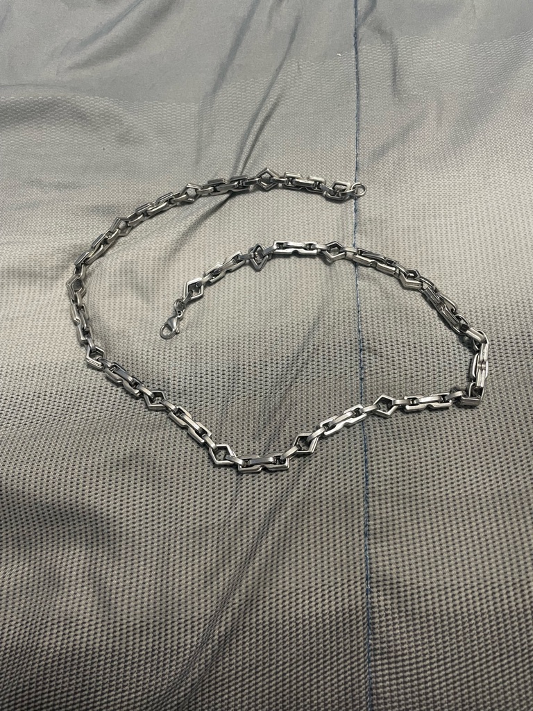 Men's Silver Geometric Link Necklace